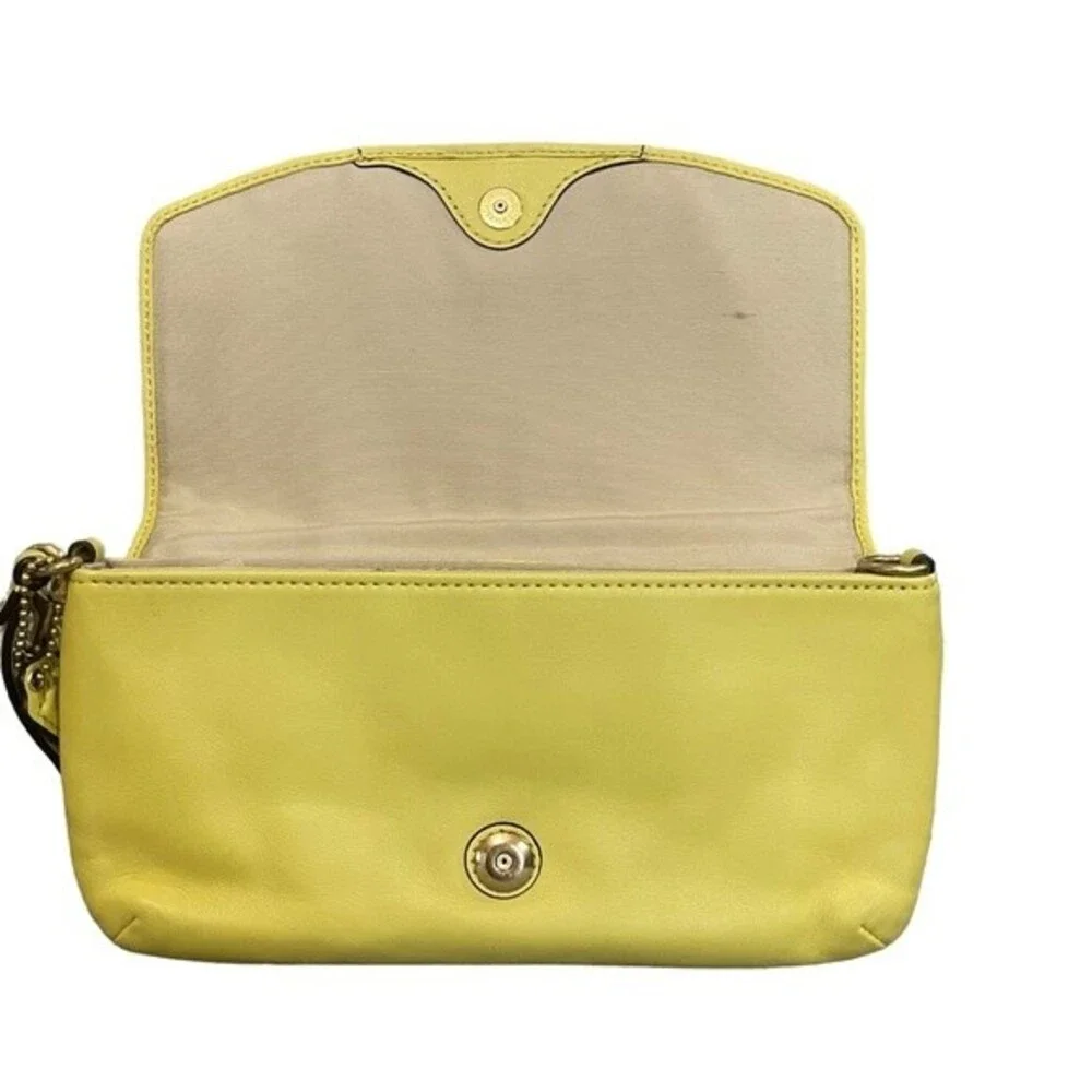 Coach Hampton Satchel Set w/ Wristlet Wallet. Signature w/ Yellow Leather Trim. - Picture 12 of 13
